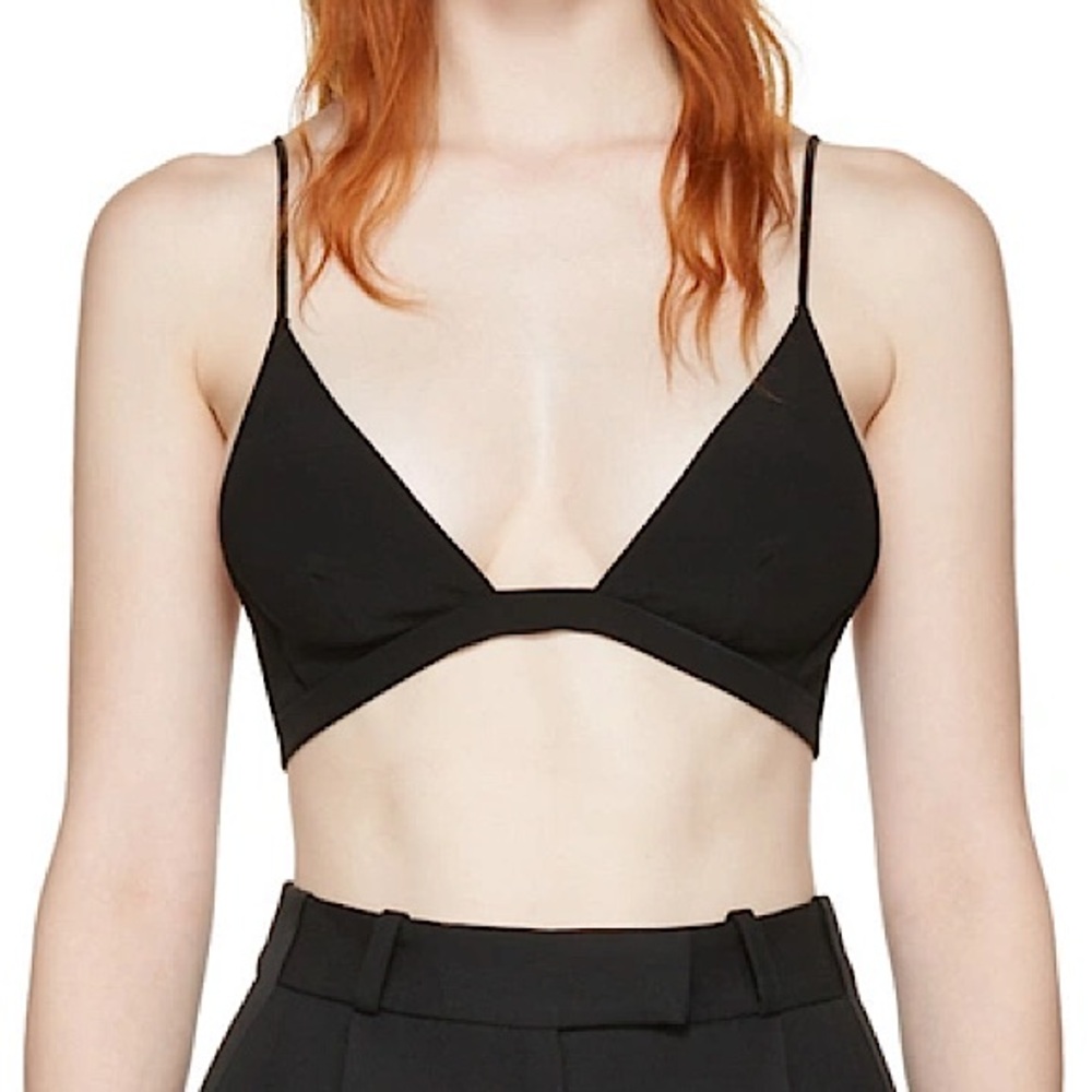 SAINT LAURENT Crepe De Chine Bra BLACK SMALL NWOT